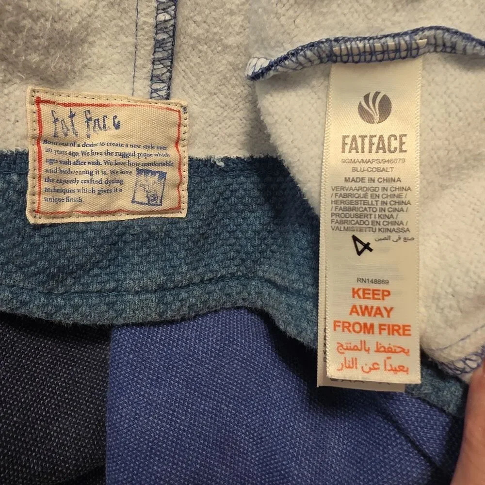 Fat Face Airlie Sweatshirt Mens Quarter Zip Sz M Blue & Green 100% Cotton Rugged